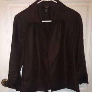 Talbots SP‎ Small Petite Linen Brown Blazer